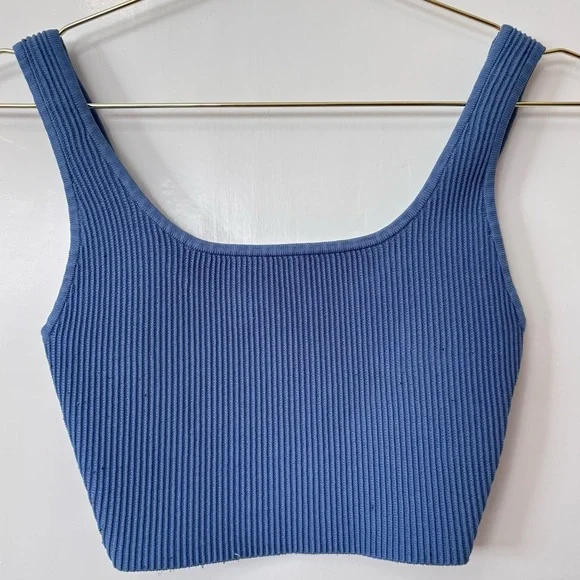 Babaton| Aritzia| Smoky Blue Sculpt Knit Bodycon Ribbed Tank Top Sz XS - Picture 2 of 5